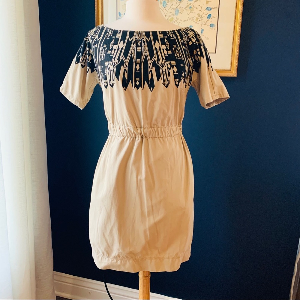 Gap Minidress Khaki Black Print Size 8
